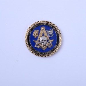 Wholesale personalized custom metal die casting double sided 3D antique gold plated masonic challenge coins