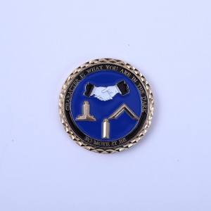 Wholesale personalized custom metal die casting double sided 3D antique gold plated masonic challenge coins