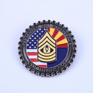 Wholesale personalized custom metal die casting double sided 3D antique gold plated masonic challenge coins